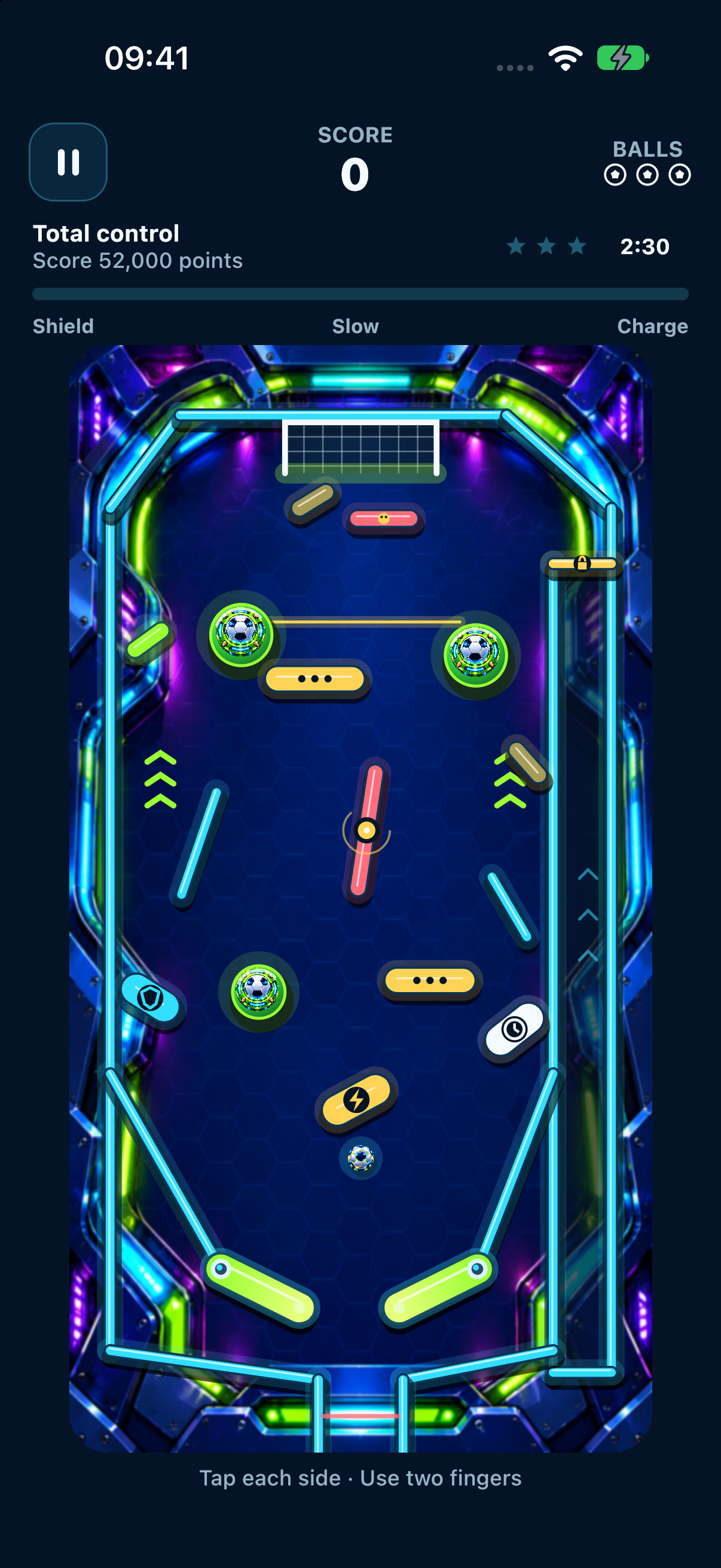 PinXball Impulse Neon mission with obstacles and bonus targets